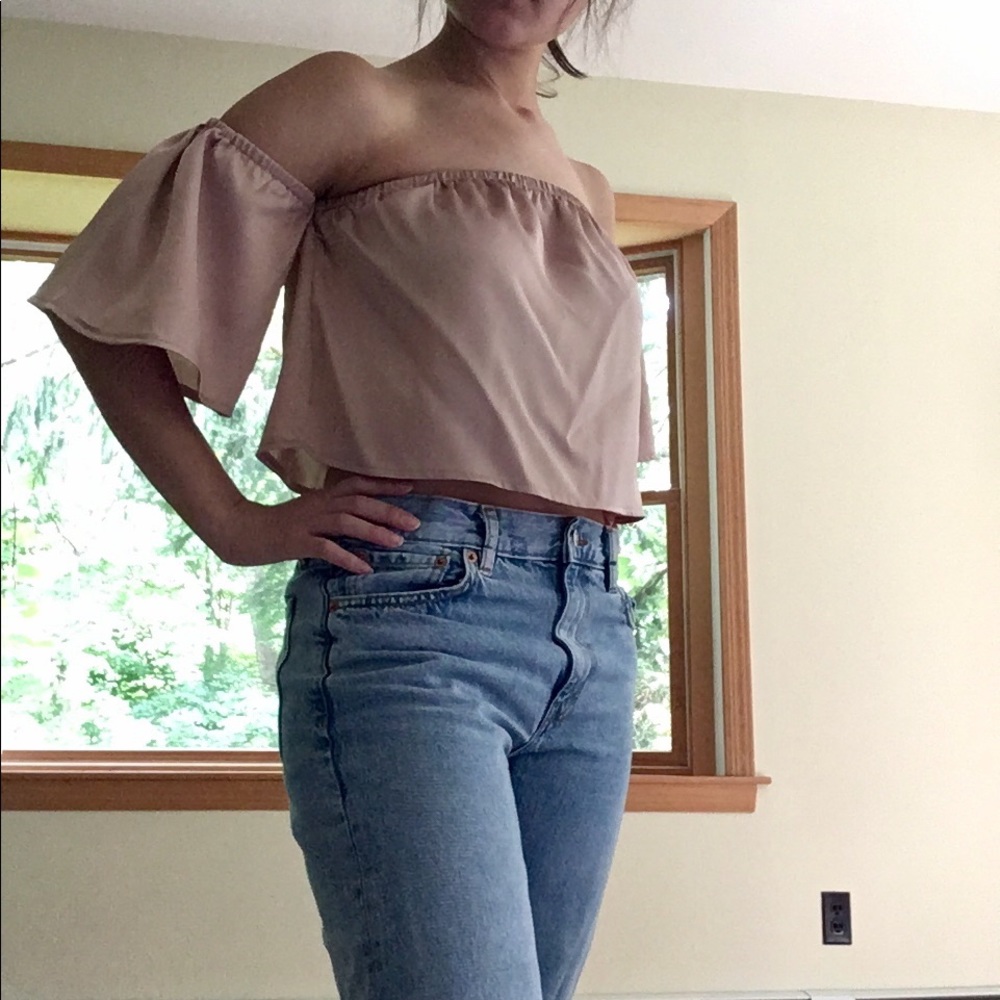 Champagne Silk Off the Shoulder Top - Like New